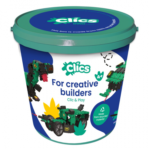 Clics Bucket 6 in 1 - Dino World ryhmässä LELUT / Rakennuspalikat / Clics @ Spelexperten (CB189-04)