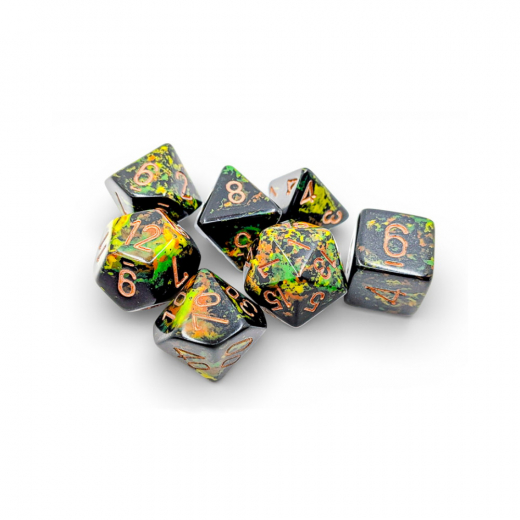 Dice Set 7 Brush Deep Forest/Gold ryhmässä SEURAPELIT / Tarvikkeet / Nopat ja tarvikkeet @ Spelexperten (CHX24405)