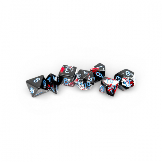 Dice Set 7 Brush Dark Side/Blue ryhmässä SEURAPELIT / Tarvikkeet / Nopat ja tarvikkeet @ Spelexperten (CHX24408)