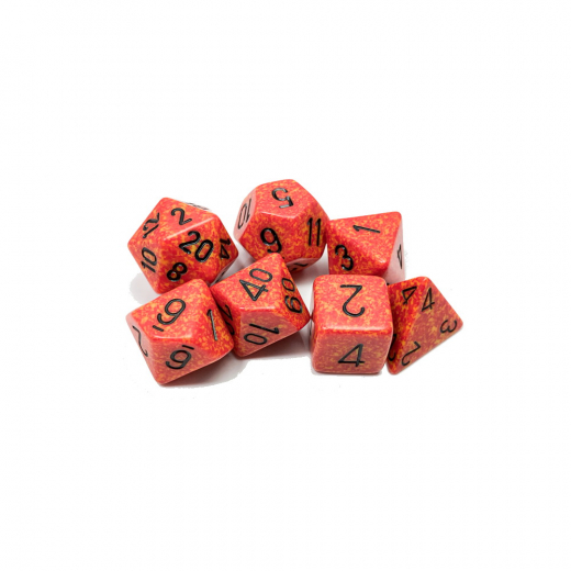 Dice Set 7 Speckled Fire ryhmässä SEURAPELIT / Tarvikkeet / Nopat ja tarvikkeet @ Spelexperten (CHX25303)