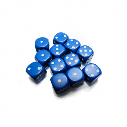 Dice Set D6 Opaque Blue/White 16 mm ryhmässä SEURAPELIT / Tarvikkeet / Nopat ja tarvikkeet @ Spelexperten (CHX25606)