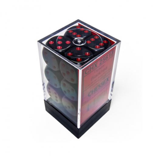 Dice Set D6 Opaque Black/Red 16 mm ryhmässä SEURAPELIT / Tarvikkeet / Nopat ja tarvikkeet @ Spelexperten (CHX25618)
