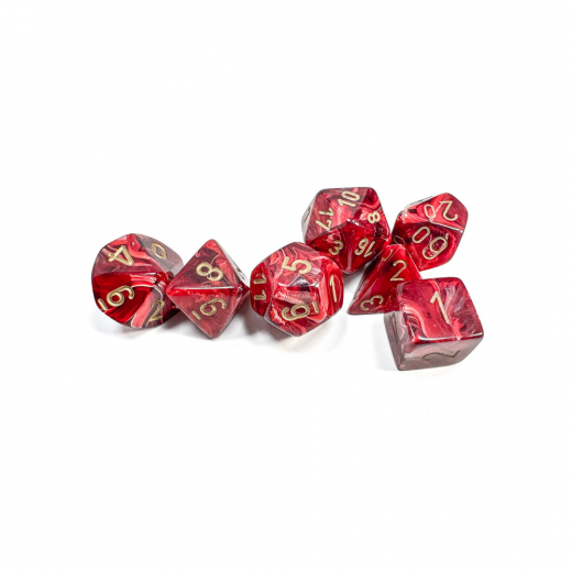 Dice Set 7 Vortex Burgundy/Gold ryhmässä SEURAPELIT / Tarvikkeet / Nopat ja tarvikkeet @ Spelexperten (CHX27434)