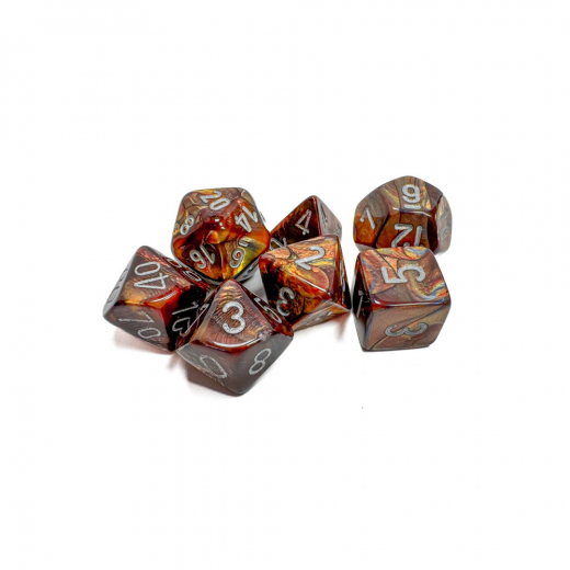 Dice Set 7 Lustrous Gold/Silver ryhmässä SEURAPELIT / Tarvikkeet / Nopat ja tarvikkeet @ Spelexperten (CHX27493)