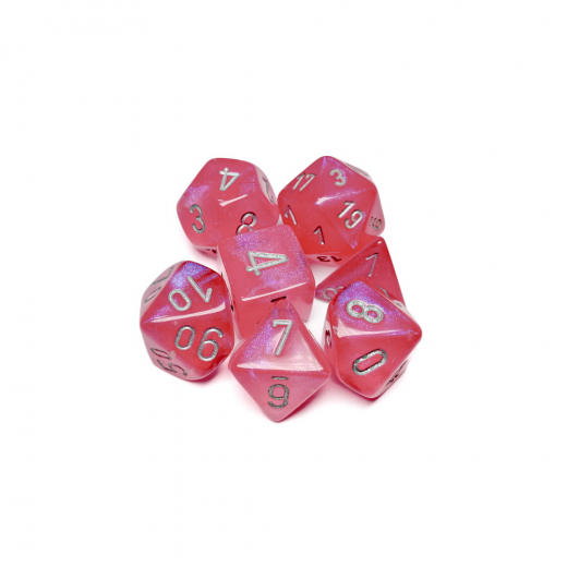 Dice Set 7 Borealis Pink/silver Luminary ryhmässä SEURAPELIT / Tarvikkeet / Nopat ja tarvikkeet @ Spelexperten (CHX27584)
