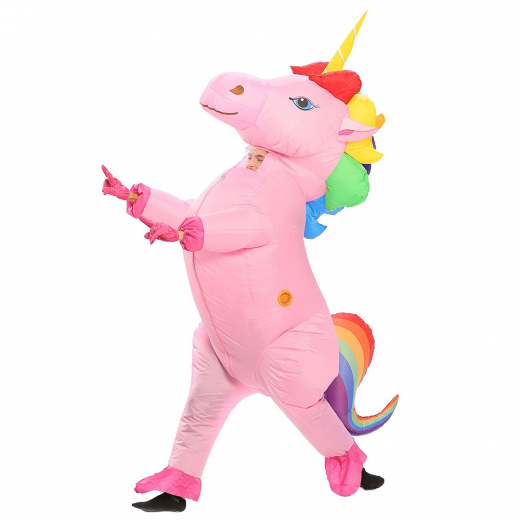 Puhallettava Giant Pink Unicorn Naamiaisasu ryhmässä LELUT / Naamiaiset / Naamiaisasut @ Spelexperten (COS-PINKUNI)