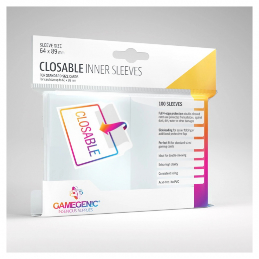 GameGenic Closable Inner Sleeves Clear 63 x 88 mm ryhmässä SEURAPELIT / Tarvikkeet / Sleeves @ Spelexperten (GGS10128ML)