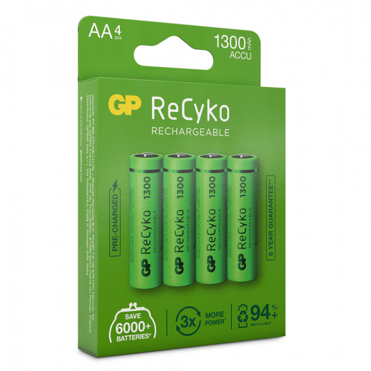 GP ReCyko AA-battery, 1300mAh, 4-pc ryhmässä LELUT / Akut & laturit @ Spelexperten (GP-201213)