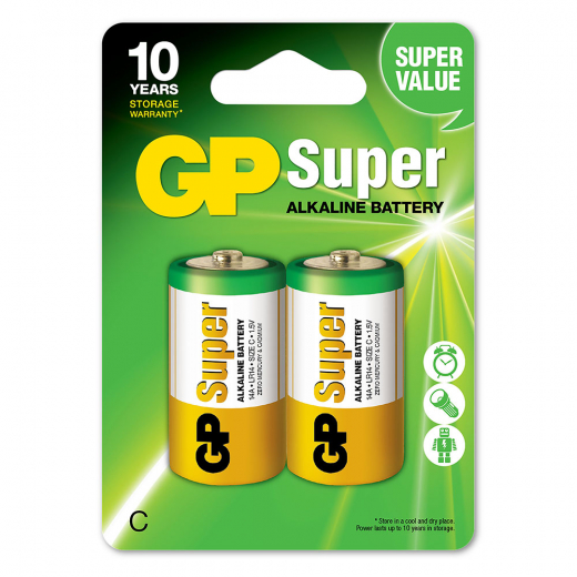 GP Super Alkaline C-battery, 14A/LR14, 2-pc ryhmässä LELUT / Akut & laturit @ Spelexperten (GP-5503)