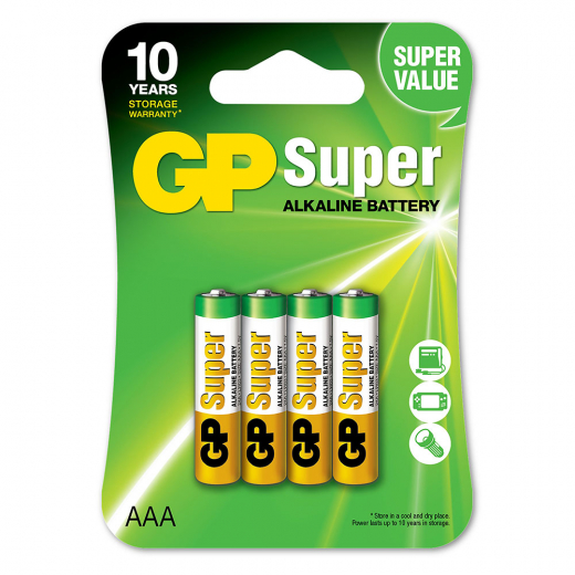 GP Super Alkaline AAA-battery, 24A/LR03, 4-pc ryhmässä  @ Spelexperten (GP-5507)