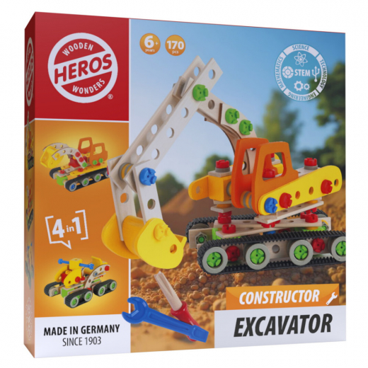 Wooden Wonders - Constructor Excavator 170 ossaa ryhmässä LELUT / Lasten & vauvojen @ Spelexperten (HE0010)
