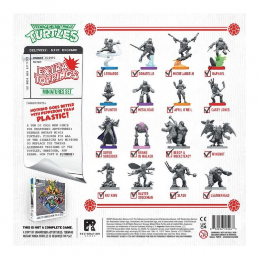 Unmatched Adventures: Teenage Mutant Ninja Turtles - Extra Toppings Miniatures Set (Exp.) ryhmässä SEURAPELIT / Pelisarjat / Unmatched @ Spelexperten (IEL0512)