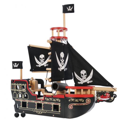 Le Toy Van - Barbarossa Pirate Ship with Figures ryhmässä LELUT / Figuurit ja leikkisarjat @ Spelexperten (LTV-TV246C)