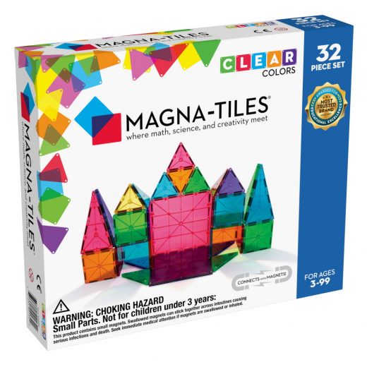 Magna-Tiles - Clear colors - 32 Osat ryhmässä LELUT / Rakennuspalikat / Magna-Tiles @ Spelexperten (MAG02132)
