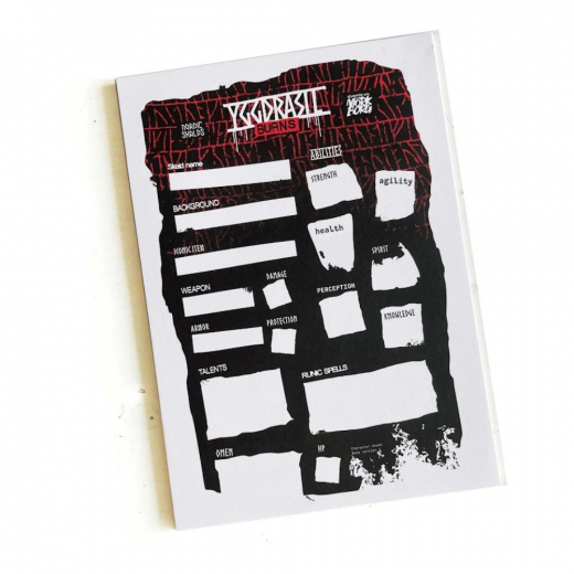 Yggdrasil Burns RPG: Character Sheets ryhmässä SEURAPELIT / Roolipelit @ Spelexperten (NSK-03-EN-003)