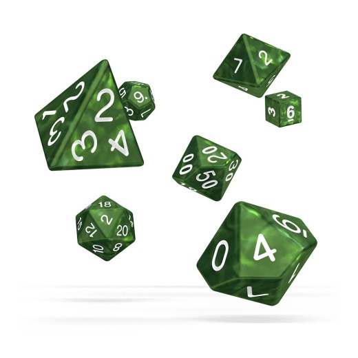 Oakie Doakie Dice RPG Set Marble - Green 7 pack ryhmässä SEURAPELIT / Tarvikkeet / Dice & Accessories @ Spelexperten (ODD500002)