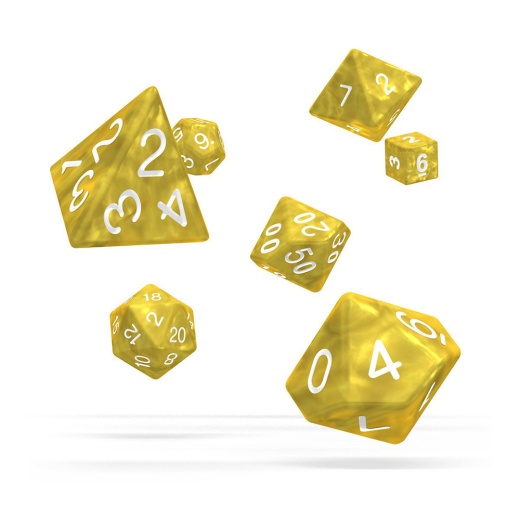 Oakie Doakie Dice RPG Set Marble - Yellow 7 pack ryhmässä SEURAPELIT / Tarvikkeet / Dice & Accessories @ Spelexperten (ODD500006)