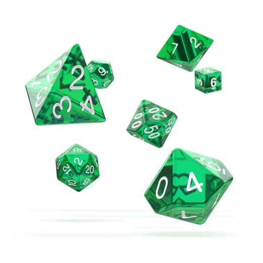 Oakie Doakie Dice RPG Set Translucent - Green 7 pack ryhmässä SEURAPELIT / Tarvikkeet / Dice & Accessories @ Spelexperten (ODD500010)