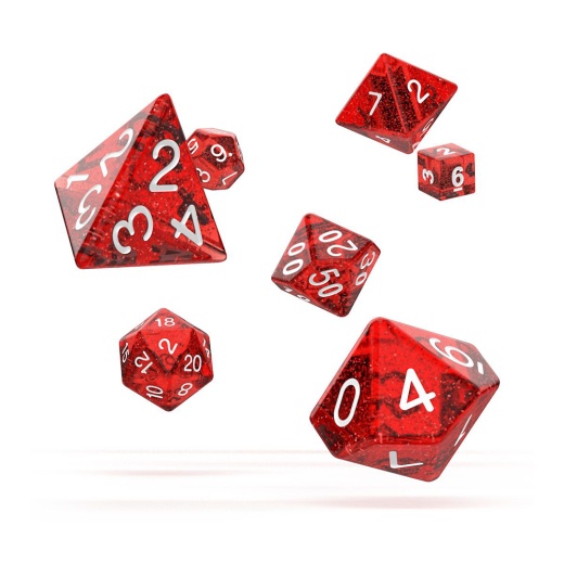 Oakie Doakie Dice RPG Set Speckled - Red 7 pack ryhmässä SEURAPELIT / Tarvikkeet / Dice & Accessories @ Spelexperten (ODD500017)