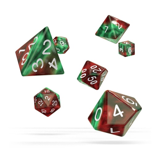 Oakie Doakie Dice RPG Set Gemidice - Bloody Jungle 7 pack ryhmässä SEURAPELIT / Tarvikkeet / Dice & Accessories @ Spelexperten (ODD500039)