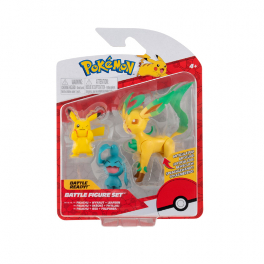Pokémon Battle Figure 3-Pack Pikachu, Wyanaut, Leafe ryhmässä LELUT / Figuurit ja leikkisarjat @ Spelexperten (PKW0178)