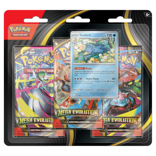 Pokémon TCG: Mega Evolution Boosters 3-Pack Golduck ryhmässä SEURAPELIT / Korttipelit @ Spelexperten (POK10050-101-GOL)