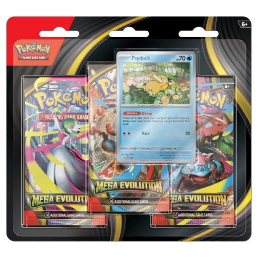 Pokémon TCG: Mega Evolution Boosters 3-Pack Psyduck ryhmässä SEURAPELIT / Pokémon @ Spelexperten (POK10050-101-PSY)
