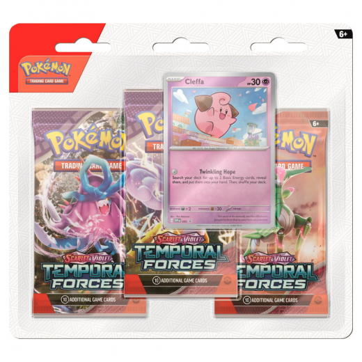 Pokémon TCG: Temporal Forces Boosters 3-Pack Cleffa + 4-Pocket Portfolio ryhmässä SEURAPELIT / Pokémon @ Spelexperten (POK2905-CLE)