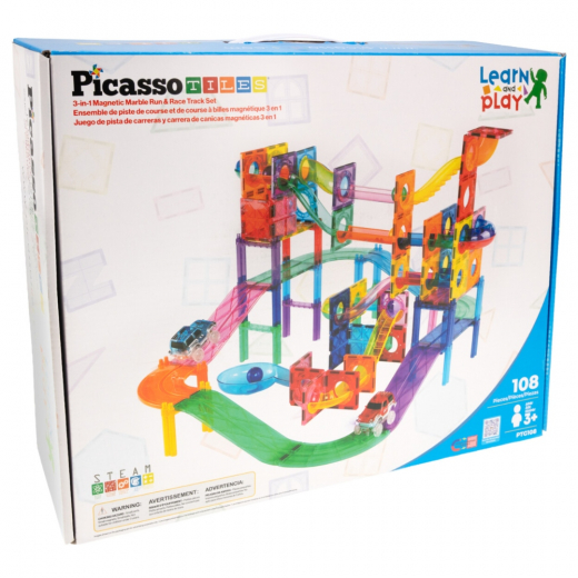 PicassoTiles Magnetic 3-in-1 108pcs ryhmässä LELUT / Rakennuspalikat / PicassoTiles @ Spelexperten (PTG108)