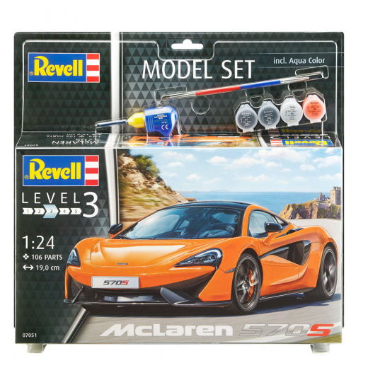 Revell Model Set - McLaren 570S 1:24 - 106 Pcs ryhmässä PALAPELIT / Mallirakennus / Revell / Vehicles @ Spelexperten (R-7051kit)