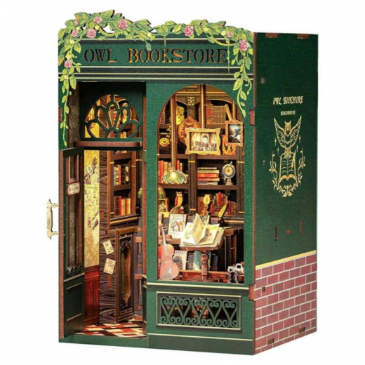 Book Nook Kit - Owl Bookstore ryhmässä PALAPELIT / Mallirakennus @ Spelexperten (SD02)
