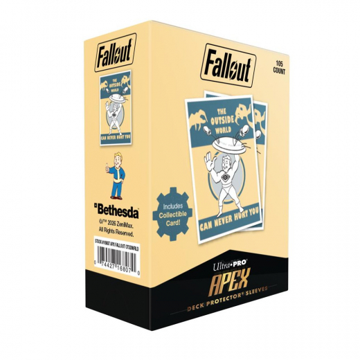 Fallout: Apex Deck Protector Sleeves - Vault Boy: The Outside World ryhmässä SEURAPELIT / Tarvikkeet / Sleeves @ Spelexperten (ULT16807)