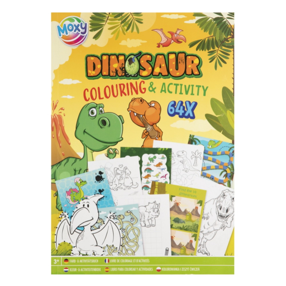 Värityskirja ja palapelikirja Dino