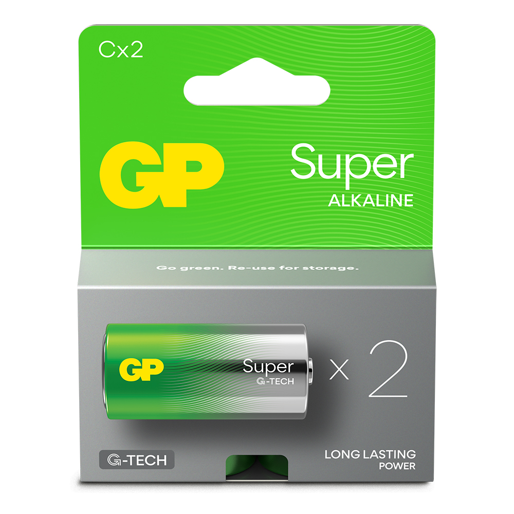 GP Super Alkaline C-battery 14A/LR14, 2-pc