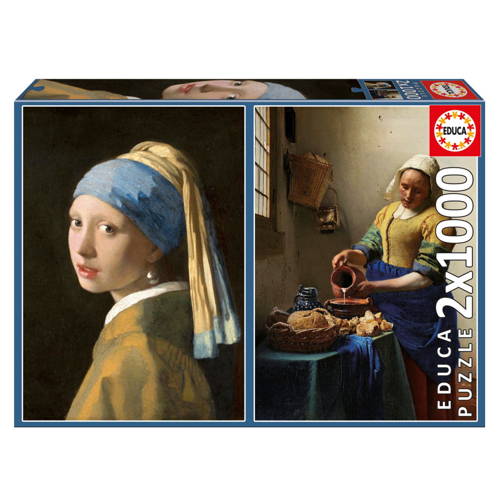 Educa Vermeer - Girl with a pearl earring + The milkmaid 2x1000 Palaa