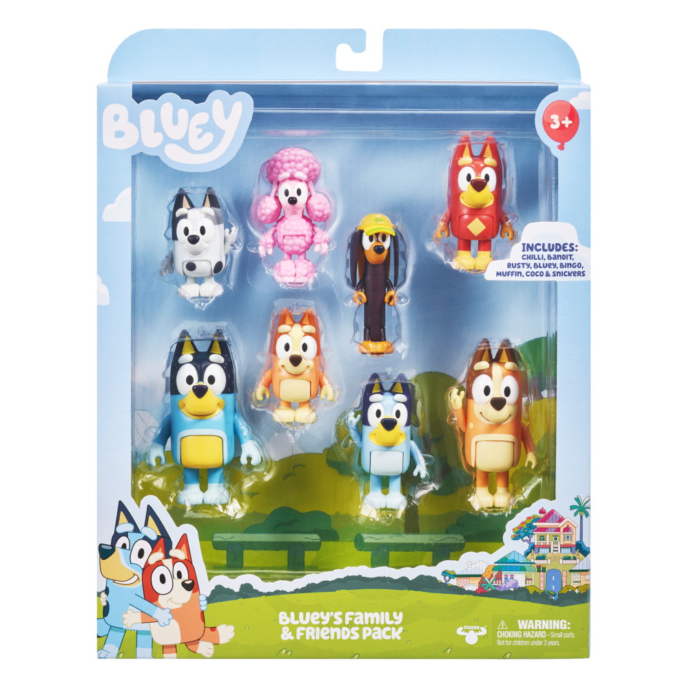 The Bluey family and Bluey's friends figures, 8 pcs