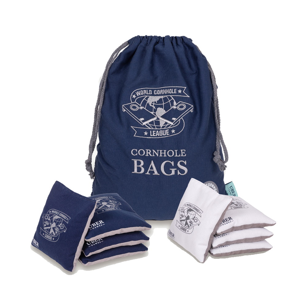 WCL Cornhole Bean Bags Navy & White With Bag