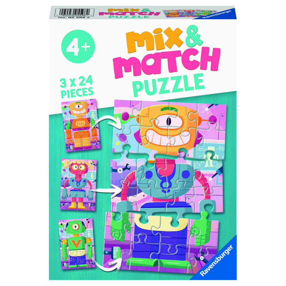 Ravensburger: Mix & Match Cute Robots 3x24 Palaa