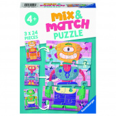 Ravensburger: Mix & Match Cute Robots 3x24 Palaa Ravensburger: Mix & Match Cute Robots 3x24 Palaa