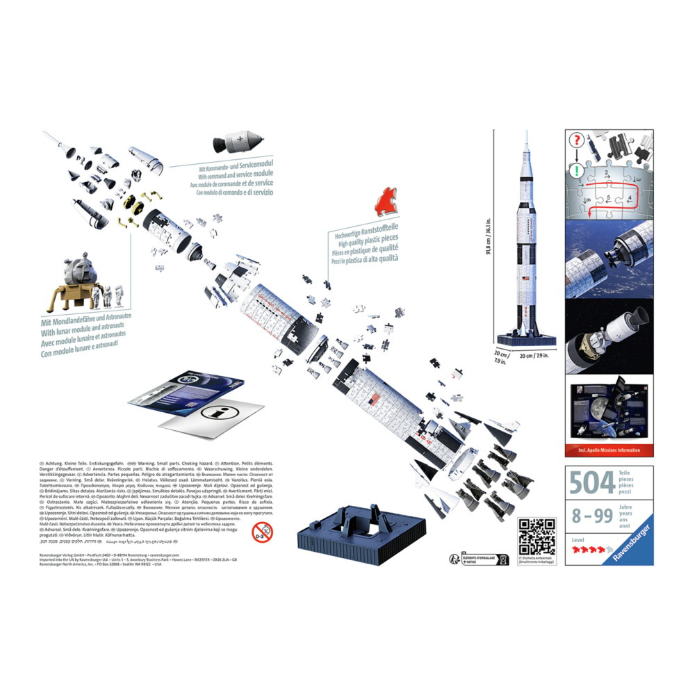 Ravensburger 3D Apollo Saturn V Rocket 504 Palaa