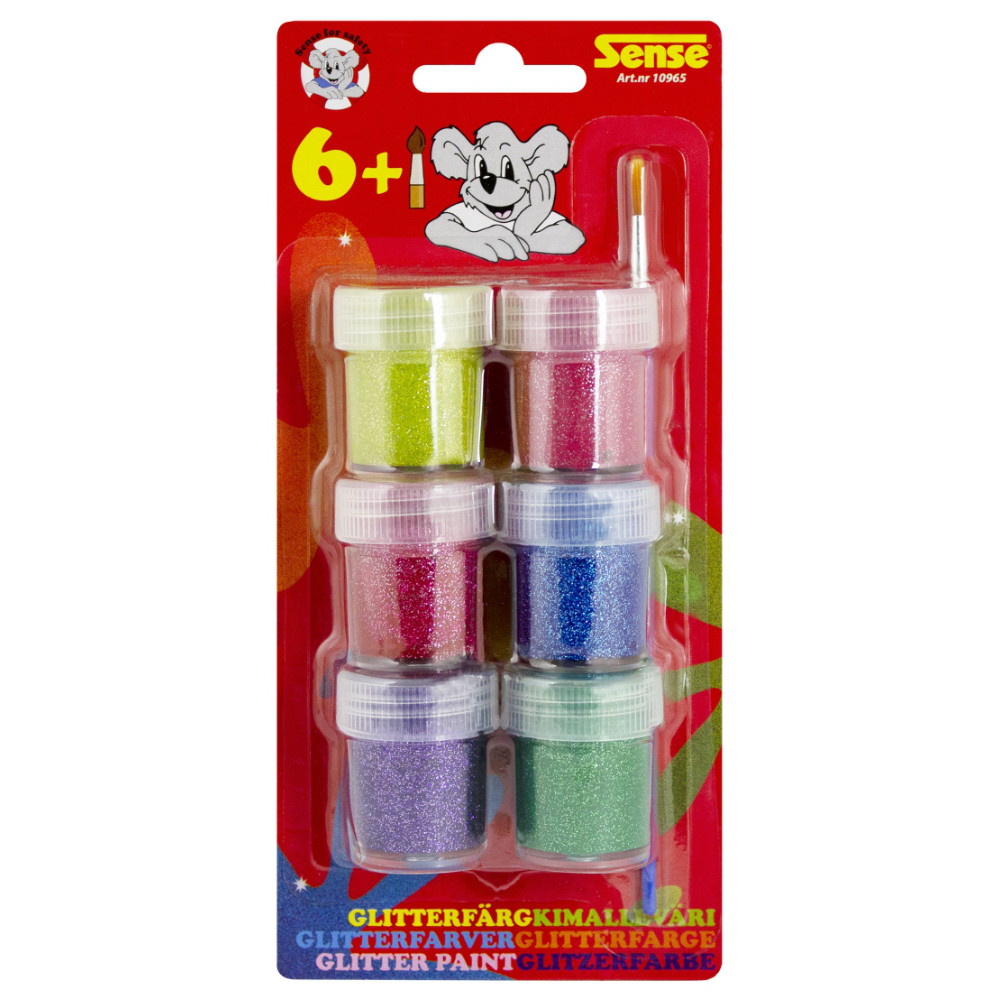 Sense - Glitter Paint With Brush 6-Pack