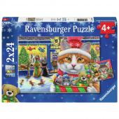 Ravensburger: Christmas Kitties 2x24 Palaa Ravensburger: Christmas Kitties 2x24 Palaa
