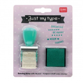 Just my type, Pyöröleimasin mustetyynyllä Just my type, Pyöröleimasin mustetyynyllä