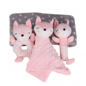 Fleece blanket and stuffed animals Gift set Pink Fox Fleece blanket and stuffed animals Gift set Pink Fox