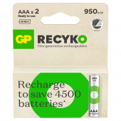 GP Recyko AAA paristo, 950mAh, 2-pakkaus GP Recyko AAA paristo, 950mAh, 2-pakkaus