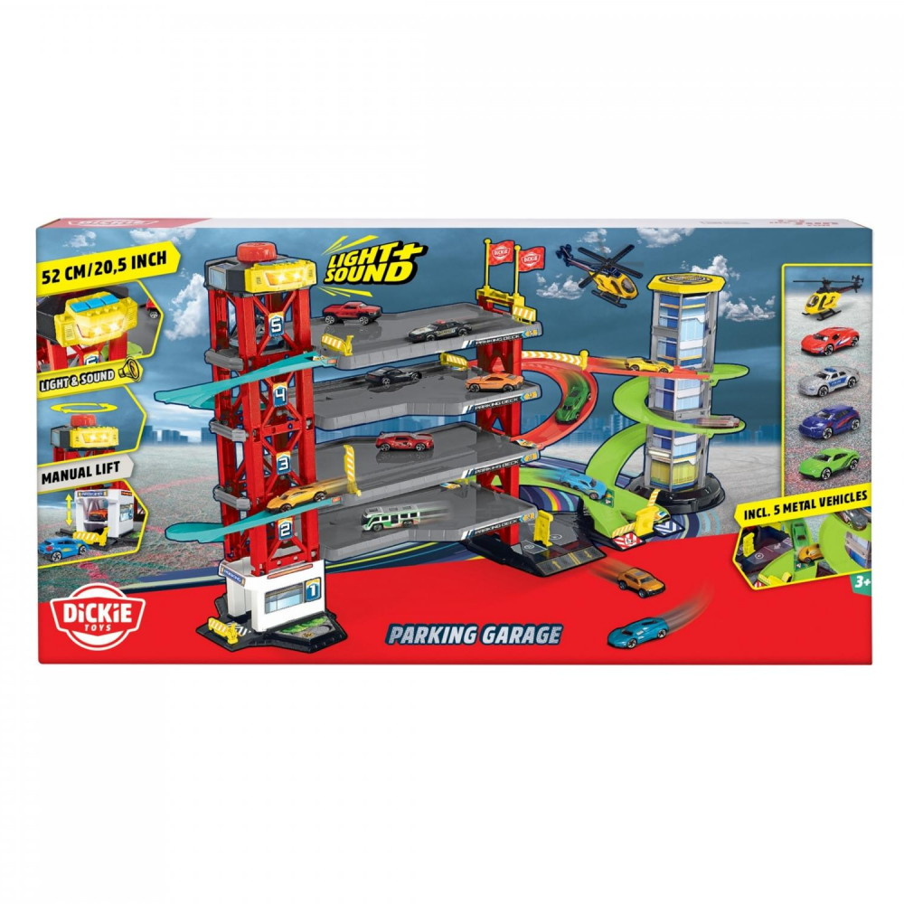 Dickie Toys - Pysäköintihalli, jossa 4 autoa