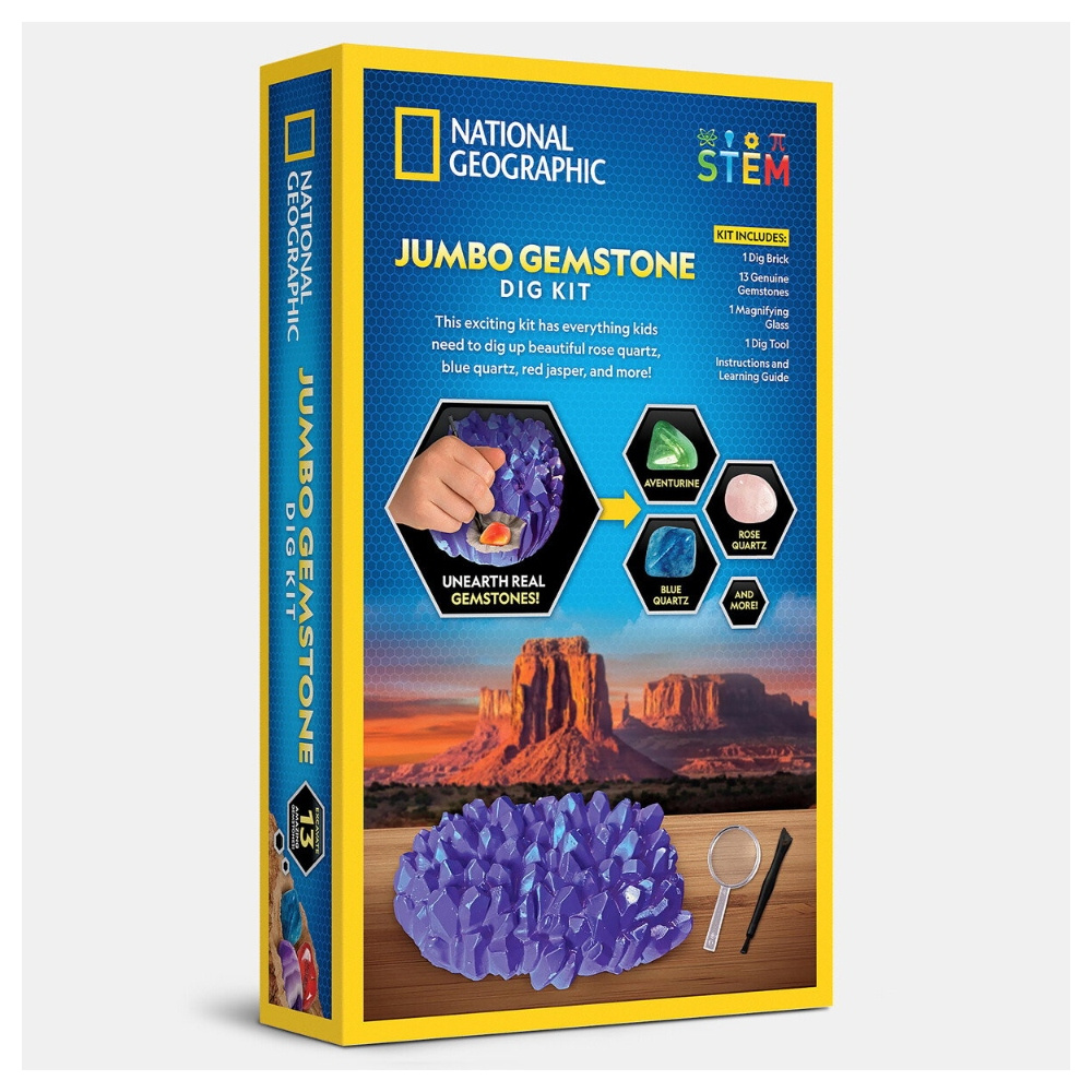 National Geographic Kaivaussetti Jumbo 13 jalokiveä