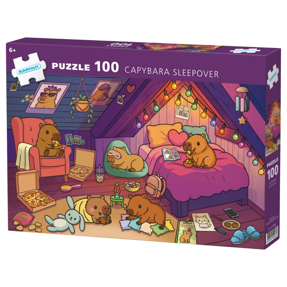 Kärnan Palapeli: Capybara Sleepover 100 Palaa