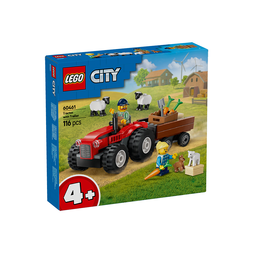 LEGO City - Maatilan punainen traktori, peräkärry ja lampaat