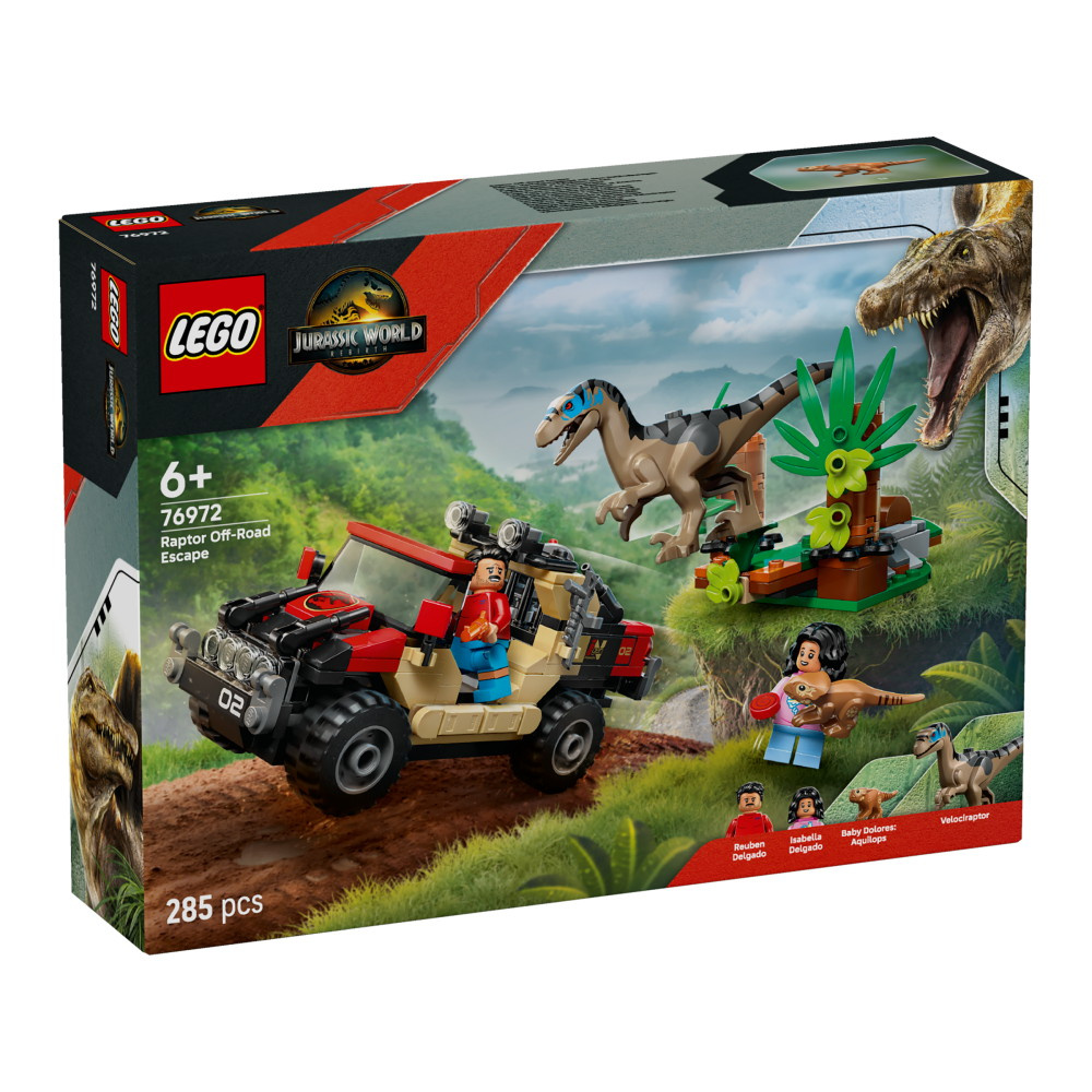 LEGO Jurassic World - Raptor ja pako maastoautolla